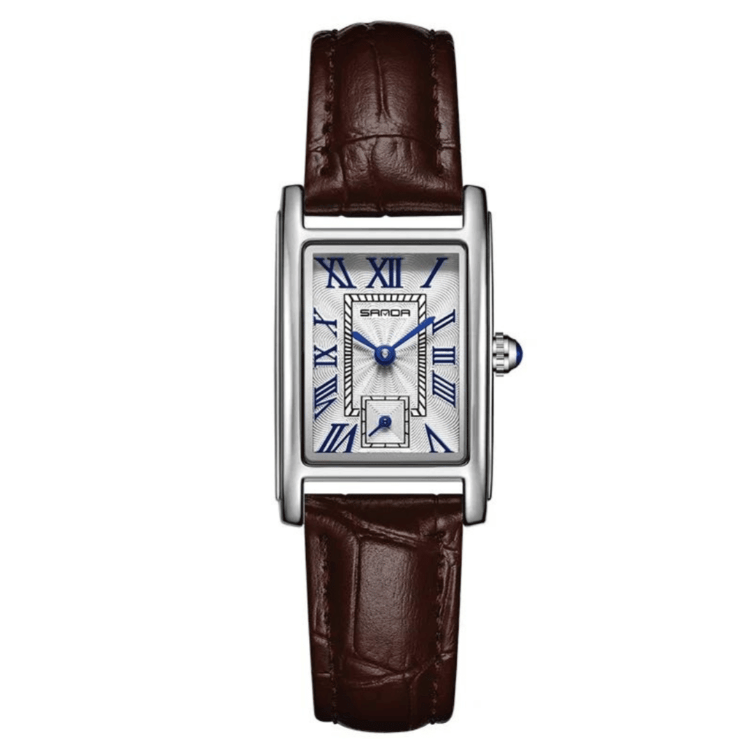 Damen-Armbanduhr Versale – eckig – Kaffeebraun