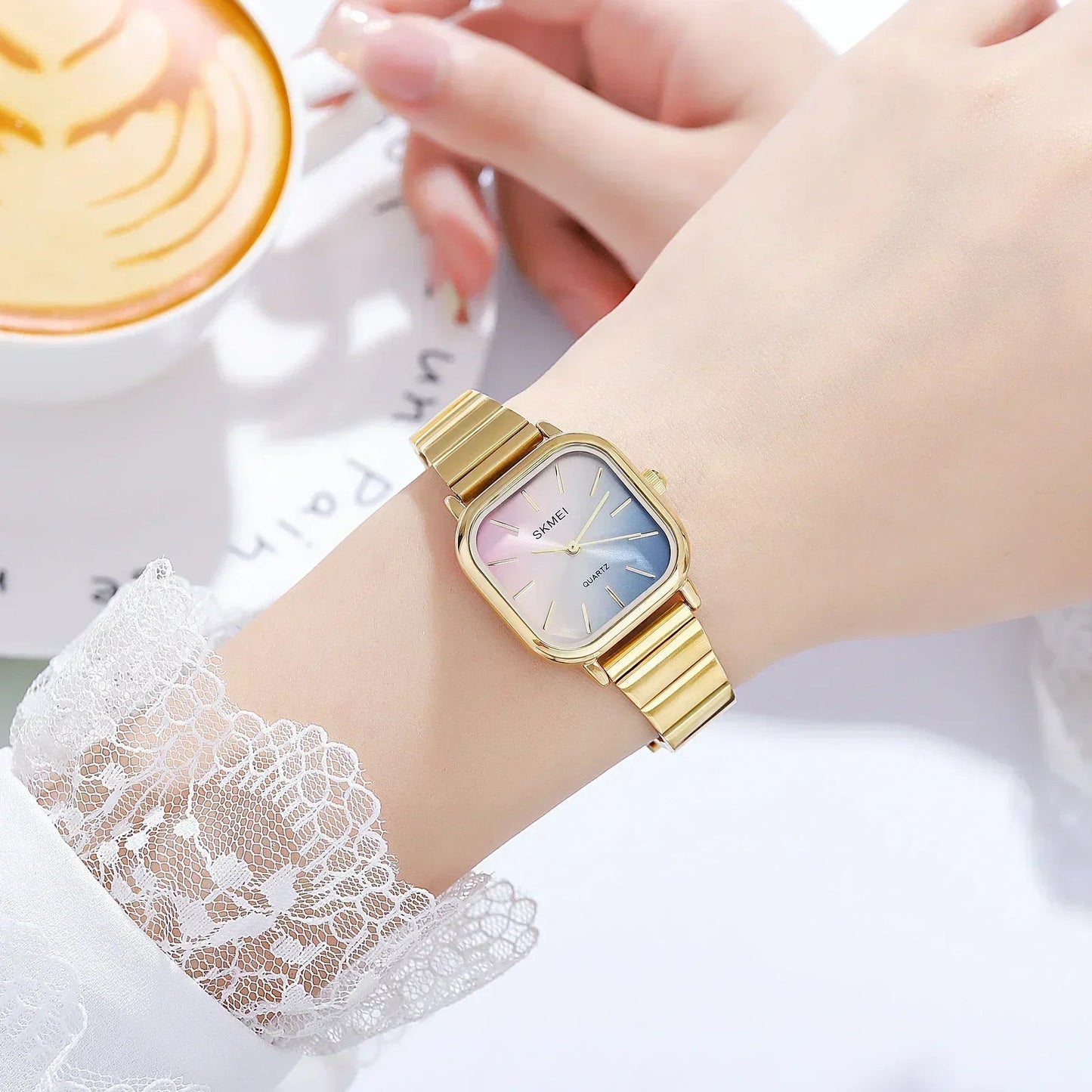 Minimalistische Damen-Armbanduhr Gradient Céleste – Roségold