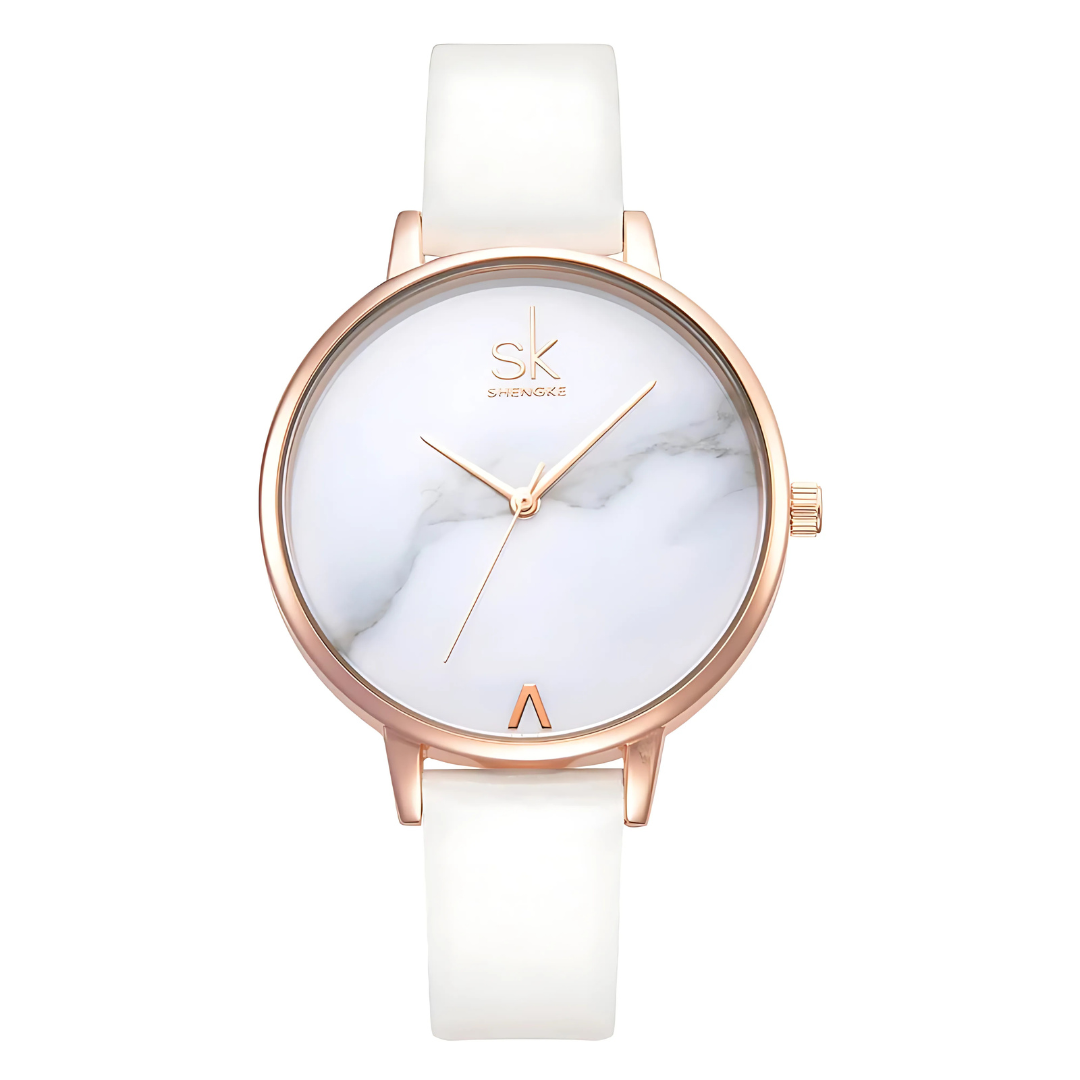 Minimalistische Damen-Armbanduhr Geneva – Weiß