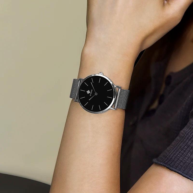 Runde Damen-Armbanduhr St. Gallen – Roségold/Schwarz