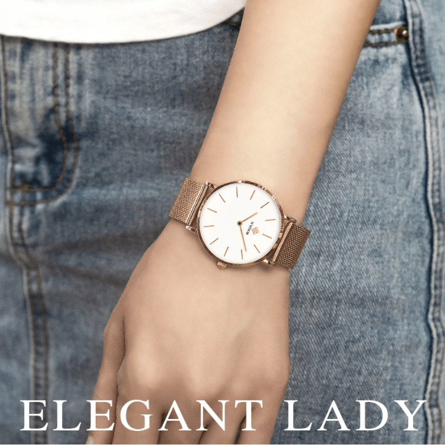 Minimalistische Damen-Quarzuhr Zürich – Roségold