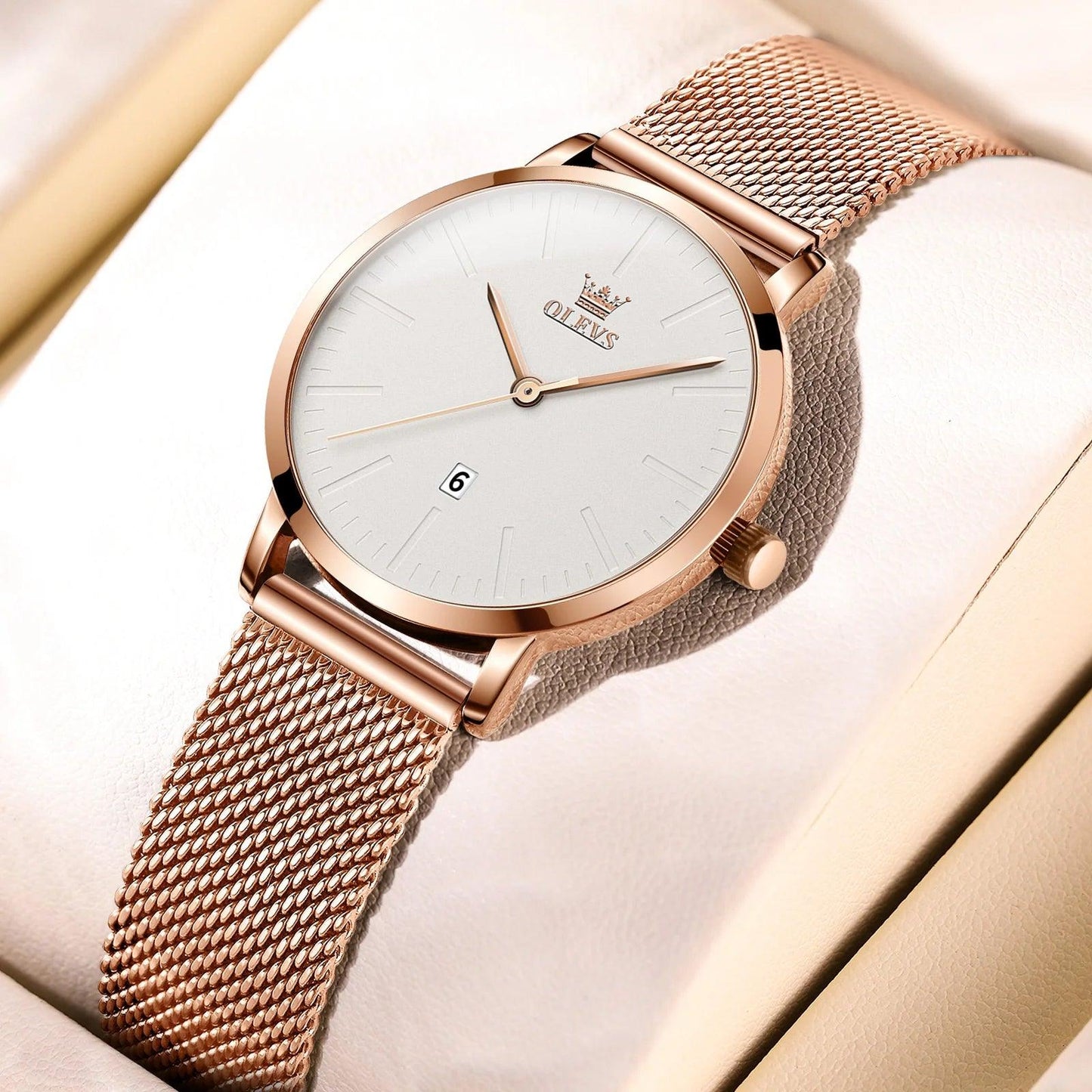 Damen-Armbanduhr Genebra aus Edelstahl – Roségold