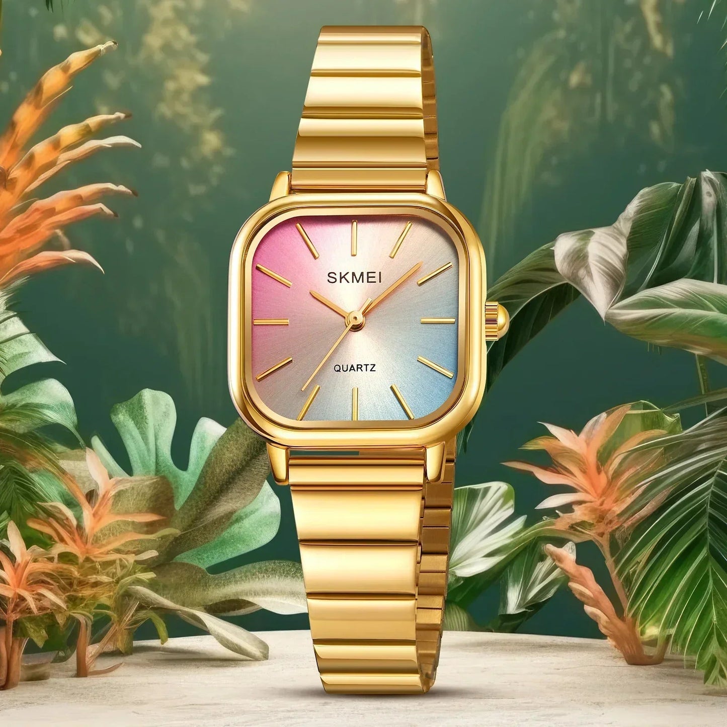 Minimalistische Damen-Armbanduhr Gradient Céleste – Gold
